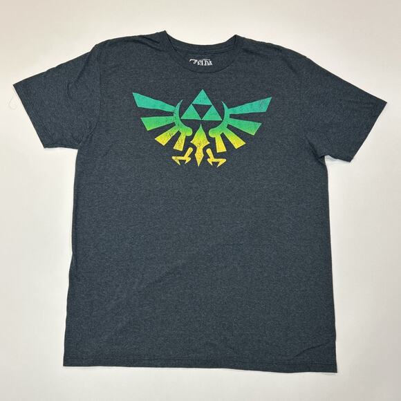 Legend of Zelda Shirt Mens Size Large Blue Triforce Logo Nintendo Gamer Tee - Picture 1 of 11